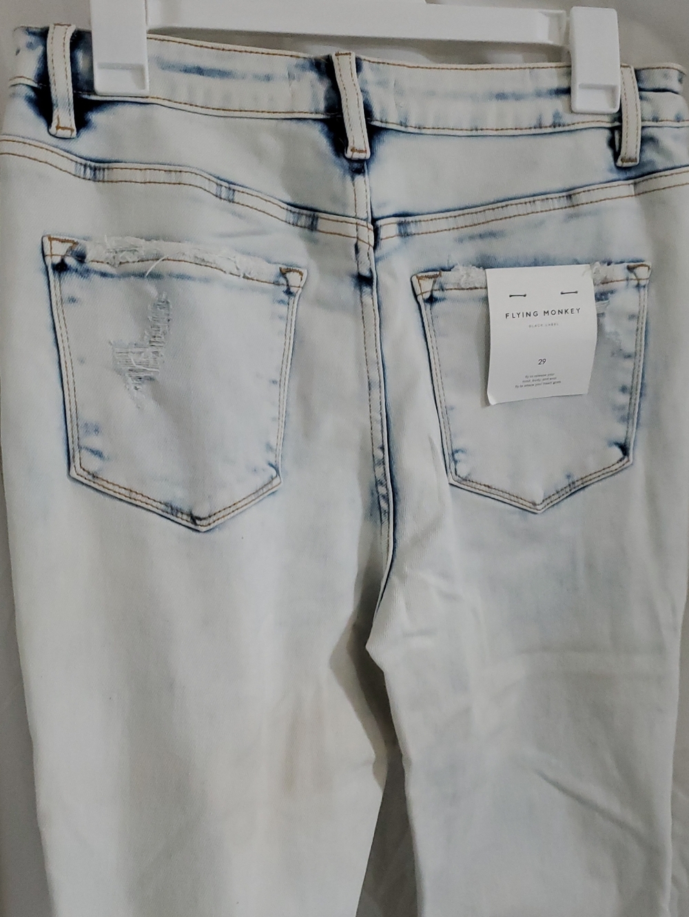 Flying Monkey High‎ Rise Coco Blues distressed light wash Flares jeans size 29 - Picture 13 of 13
